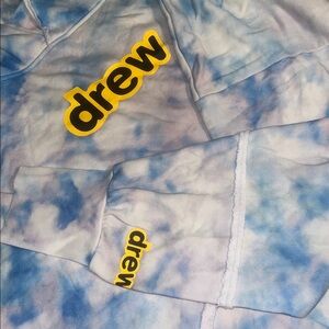 Authentic Drew House Oversized Blue and White Tie-Dye Hoodie
